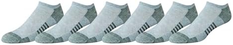 Amazon Essentials Men's Performance Cotton Cushioned Athletic No-Show Breathable Gym Socks with Support, 6 Pairs, Grey, 13-15