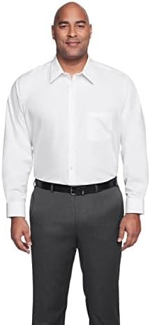 Van Heusen Men's Big Fit Dress Shirt Poplin Solid (Big and Tall), White, 20" Neck 34"-35" Sleeve