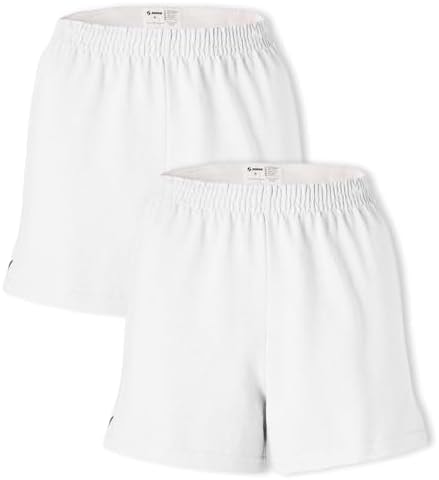 Soffe Women's Cheer Shorts, Athletic Cotton Blend, 3” Inseam White