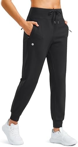 Women's Fleece Lined Joggers Water Resistant Hiking Pants(Black,L)