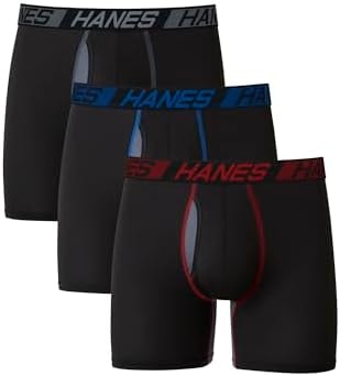 Hanes Total Support Pouch Men's Pack, Anti-chafing, Moisture-wicking Underwear With Cooling ( Boxer Briefs, Boxer Brief - Black, Small US