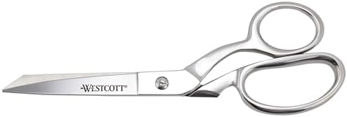 Westcott 8-Inch Forged Heavy Duty Bent Fabric Scissors, Precision-Ground Knife-Edge Blades for Seamless Cutting, Perfect for Sewing, Crafts, and Office