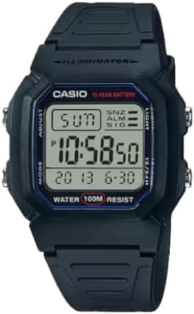 Casio W800H Series | Unisex Digital Watch | Black | 100 Meter Water Resistance | LED Backlight | 1/100 SEC Stopwatch | Dual Time | Multi-Function Alarm | Full Auto Calendar | 10 Year Battery