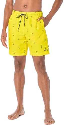 Nautica Men's Quick Dry All Over Classic Anchor Print Swim Trunk Blazing Yellow
