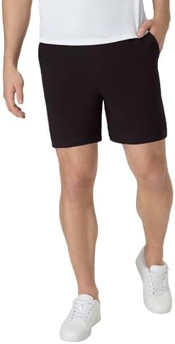 Hanes Men's Originals Cotton Pockets, Pull-On Jersey Gym Shorts, 7", Black