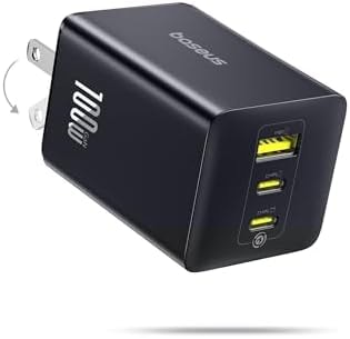 Baseus 100W USB C Charger Block, 3-Port Foldable Compact PPS Wall Charger, Fast Charging Power Adapter for MacBook Pro/Air, iPad, iPhone 17 Pro Max/Air, Galaxy S24, Steam Deck & More