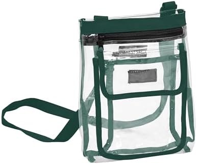 Logo Brands Plain Hunter Gameday Clear Crossbody Bag - Stadium Approved, Adjustable Strap, Two Pockets, Front Zipper Pocket