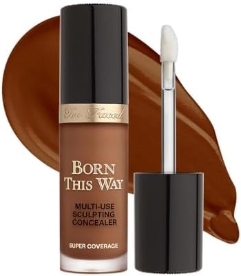 Too Faced Born This Way Super Coverage Multi-Use Concealer | Full-Coverage Hydrating Concealer for Dark Circles & Blemishes with Natural Finish | Hyaluronic Acid & Coconut Water, Cocoa, 0.45 Fl Oz