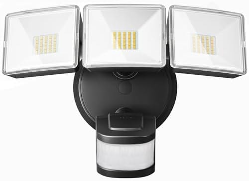 OREiN 4500LM Motion Sensor Outdoor Flood Light for Home Security, Bright Without Glare, 180° Wide Angle 50FT Range, 3 Modes Dusk to Dawn LED Light for Garage Yard Driveway (Hardwired)