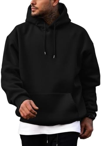 PLEPAN Hoodies for Men Cotton Essentials Sweatshirts Black Small