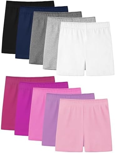 Ruisita 10 Pack Girls Bike Shorts Under Dress Dance Shorts Toddler Cartwheel Biker Shorts Kids Summer Clothes Multicolor