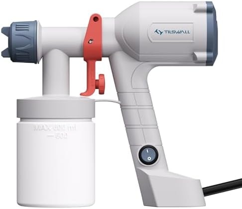 Tilswall Paint Sprayer Dreamer400 Upgraded Ultra-Light Electric Paint Spray Gun with 2 Nozzles & 4 Patterns Easy to Clean for Fences, Sheds, Walls, Ceilings, Furniture, Cabinets, Garden & DIY White