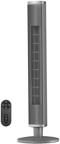 COWSAR Tower Fan for Bedroom – 6 Speeds, 4 Modes, 24H Timer, 60° Oscillating, Bladeless Floor Fan for Indoors with remote,41-Inch,Grey