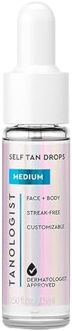 Tanologist Self-Tan Drops - Medium, Face Tanning Drops, 0.50 Fl Oz