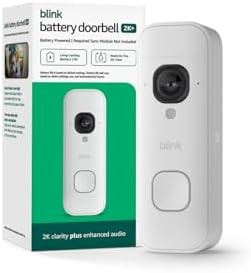 Blink Battery Doorbell 2K+ (newest model) — Wireless video doorbell, 2K resolution, enhanced audio. Required Sync Module not included – Add-On (White)