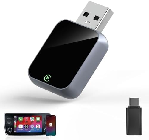 Enhanlife Wireless CarPlay Adapter for iPhone - No Audio Lag, Auto-Connect - Convert Factory Wired to Wireless CarPlay - Bluetooth 5.3 & 5GHz Wi-Fi - Plug & Play (Includes USB A/C)