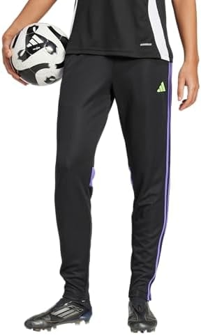 adidas Women's Tiro 25 Essentials Training Pants, Black/Purple Rush/Lucid Lemon, Medium/Tall