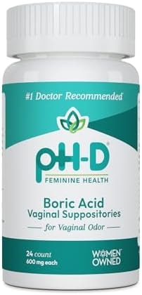 pH-D Feminine Health Boric Acid Suppositories for Women, 600 mg, 24 Count