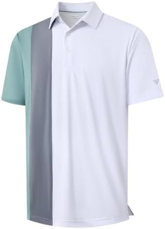 M MAELREG Polo Shirts for Men Short Sleeve Dry Fit Performance Moisture Wicking Casual Collared Men's Golf Shirts White
