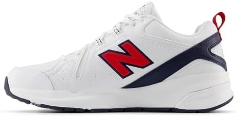 New Balance Men's 608 V5 Casual Comfort Cross Trainer, White/Navy/Red, 11 X-Wide