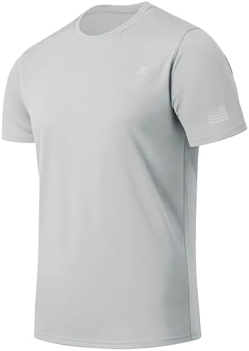 ZITY Men's Swim Shirt Short Sleeve UPF 50+ Sun Protection Fishing Rash Guard T-Shirts Workout Running Shirts Light Grey M