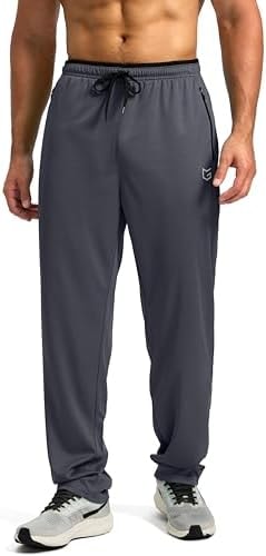 G Gradual Men's Sweatpants Mesh Lightweight with Zip Pockets Breathable Quick Dry Athletic Pants for Workout Running (Grey, Large)