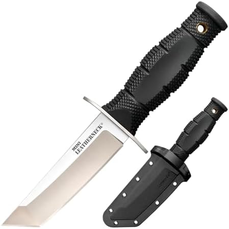 Cold Steel Mini Leatherneck TANTO POINT Compact Lightweight 3.5" 8CR13MOV Steel Fixed Blade Outdoor Hunting Utility Knife, 3.25" Textured Ergonomic KRAY-EX HANDLE, SECURE-EX SHEATH