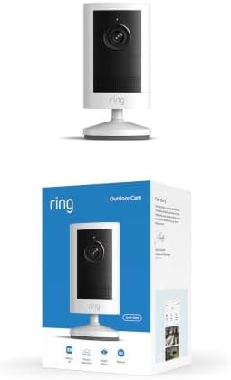 Ring Outdoor Cam 2K (newest model), Battery, Home or business security, Wide-Angle Retinal 2K Video, 6x Enhanced Zoom, Night Vision, White