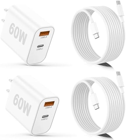 iPhone 17/16/15 Pro/Pro Max Charger, Dual Port USB-C Wall Charger with PD 40W & QC 20W Fast Charging, 10FT USB-C Cable for iPhone, iPad Pro, MacBook M1/M2/M3, Android (White, 10 FT)