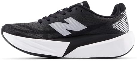 New Balance Women's FuelCell Rebel V5 Running Shoe, Black/White/Silver Metallic, 12 W
