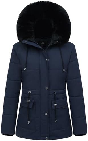 MOERDENG Women's Warm Winter Puffer Coat Thicken Fleece Lined Down Jacket