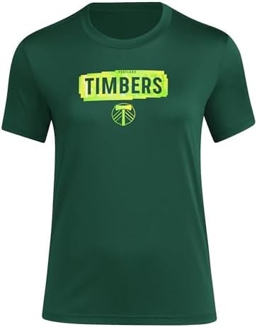 adidas Women's Portland Timbers Local Pop Short Sleeve Pre-game T-shirt, Dark Green, 3X-Large