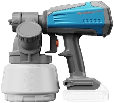 Tilswall Brushless Cordless Paint Sprayer Shark700 Compatible with Dew 20V Battery(Battery Not Included), Easy Side-Fill, Electric HVLP Spray Paint Gun for House Painting, Furniture, Outdoor(1300 ml)