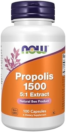 NOW Foods Supplements, Propolis 1,500 mg with 5:1 Concentrate, Natural Bee Product, 100 Veg Capsules