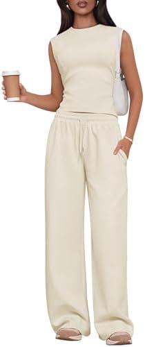 Lazysmile Women's Summer 2 Piece Sets Matching Outfits Workout Set Apricot