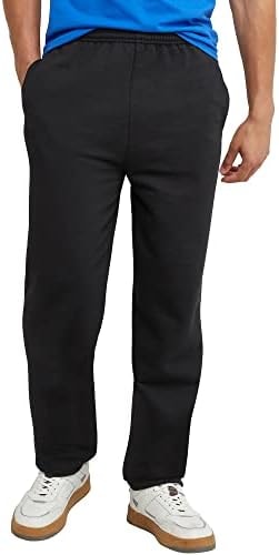Hanes Men's EcoSmart Open Leg Pant with Pockets, black, L