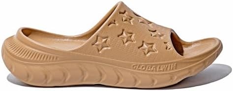 GLOBALWIN Recovery Slides For Women Ava Sports Sandals With Comfortable Arch Support Indoor Outdoor Cloud Slippers Reduce Stress on Feet Lightweight Khaki Size 11M