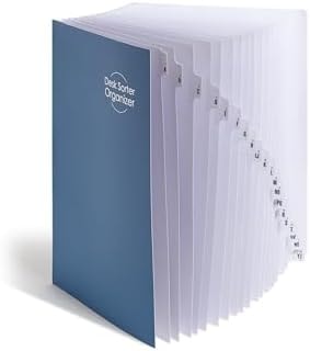Smead Expandable Office Desk File Sorter, Office Supplies, Alphabetic (A-Z) and Numeric(1-20) Desk Organizer, 20 Indexing Dividers, Laminated Tabs, Legal Size, Blue, Office Desk Accessories (89237)