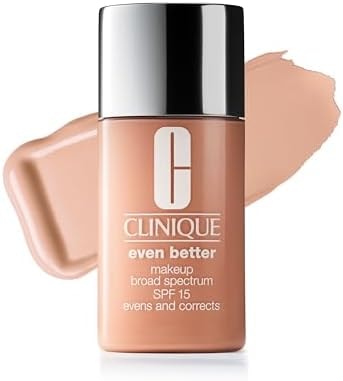 Clinique Even Better Makeup Liquid Foundation SPF 15 With Vitamin C For Dry + Oily Combination Skin Types | Medium Coverage + Natural Finish | Evens Skin Tone + Reduces Dark Spots, Bisque, 1 Fl Oz