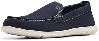Clarks Collection Men's Flexway Step Moccasin, Navy Suede, 11.5 Wide US