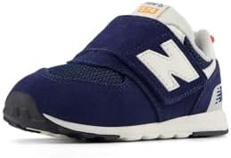 New Balance Kid's 574 V1 New-B Hook and Loop Sneaker, Nb Navy/Blast Red, 2 XW Infant