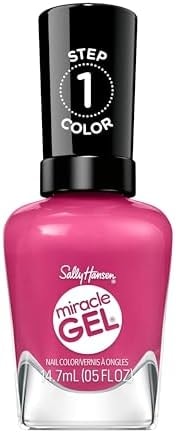 Sally Hansen Miracle Gel Supercharged Pinks Nail Polish | Salon Quality Gel-Like Formula, Two-Step System, No UV Light Needed, Long Lasting | 350 Work Hard, Play Pink | Bright Pink Crème Nail Color