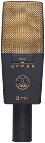 AKG Pro Audio C414 XLII Studio Grade Professional Large Diaphragm, Dual-Capsule, Vocal and Instrument Condenser Microphone with Rugged Aluminum Carrying Case. XLR Connector. Gray with Gold