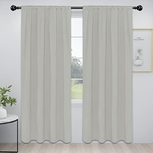 Easy-Going Rod Pocket Curtains, 2 Panels 52x96in, Greyish White