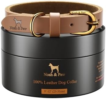 Noah & Paw Dog Collars for XSmall Dogs, Oil Wax Genuine Leather, 9-12 in