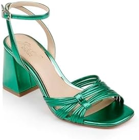 Jewel Badgley Mischka Michelle Metallic Strappy Block Heels