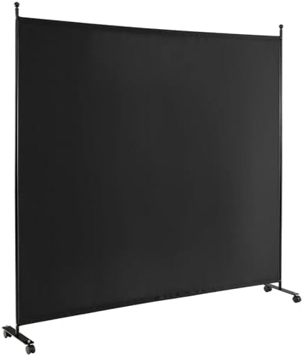 Giantex 73" x 73" Single Panel Room Divider with Wheels, Black