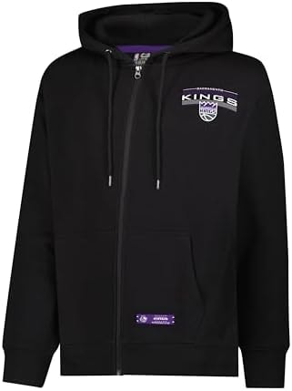 Ultra Game Adults NBA Official Super Soft Driver Full Zip Hoodie Jacket, Sacramento Kings, Black, Large