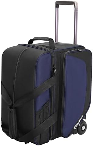 Sturdum 2 Ball Bowling Roller Bag with Wheels, Rolling Bowling Ball Bag with Shoe Compartment, Retractable Handle, EVA Dividers