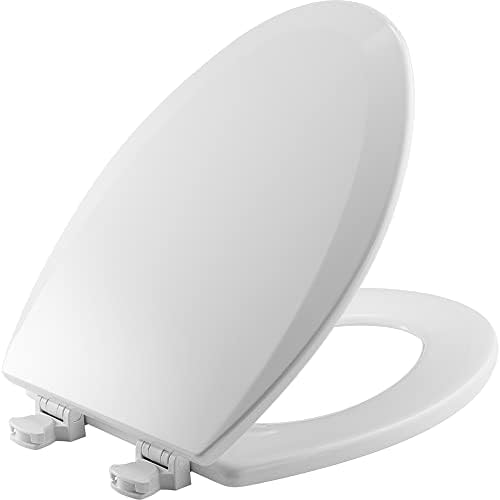 Bemis Wood Elongated Toilet Seat, Easy Clean Hinges, White